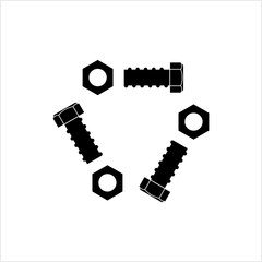 Nut And Bolt Icon, Hex Nut
