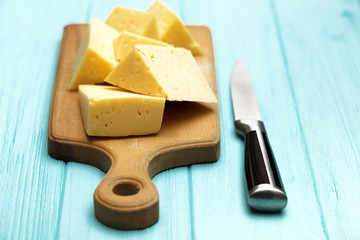 cheese on a cutting board