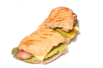 sandwich with ham and vegetables