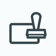 Ink pad linear icon, ink pad with rubber ink stamp vector icon