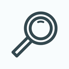 Magnifier linear icon, round magnifying glass vector icon