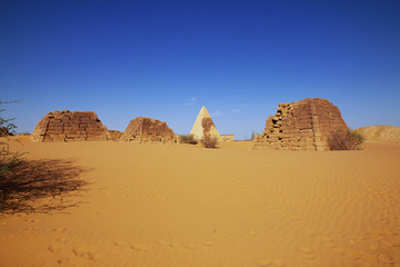 Meroe Necropolis Sudan Nubia Pharaoh pyramid Desert sand dune