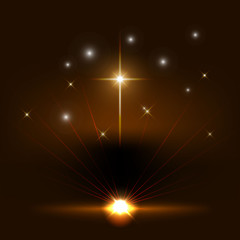 Christian religious design for Easter celebration, Christmas. Shining Cross. Vector illustration.