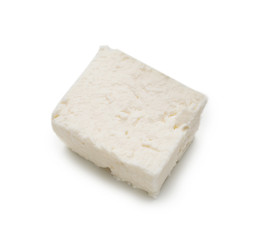 Tasty feta cheese on white background