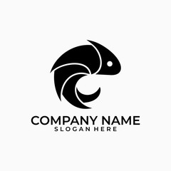 Chameleon design illustration black color vector template