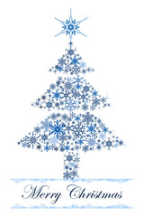 Fototapeta na wymiar Christmas tree from snowflakes isolated on white background