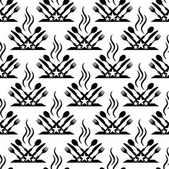 Dish Fork Knife Spoon Icon Seamless Pattern