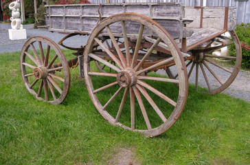 Fototapeta na wymiar Wooden cart wheels