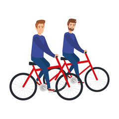 Obraz premium young couple men in bikes