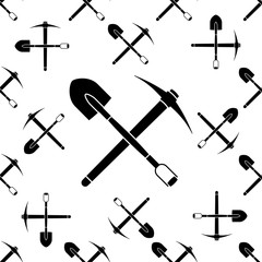 Shovel And Pickaxe Icon Seamless Pattern