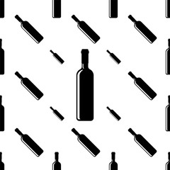 Obraz premium Wine Bottle Icon Seamless Pattern