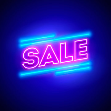 Vector illustration Retro Sale Offer Neon Sign