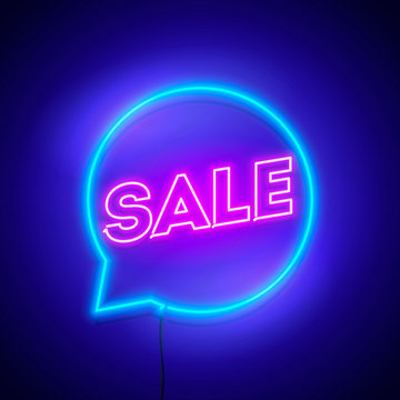 Vector illustration Retro Sale Offer Neon Sign