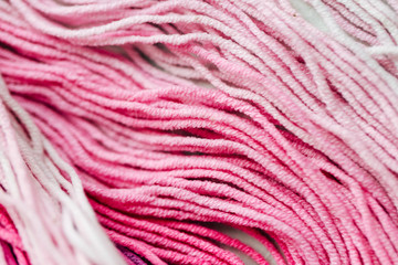 Pink Rainbow colored Yarn for knitting close up