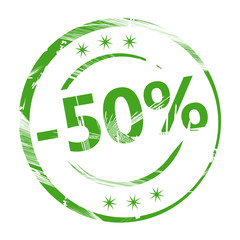 Discount 50% rubber stamp icon