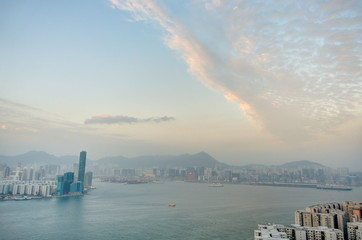 Naklejka na ściany i meble Hong Kong at sunset, China