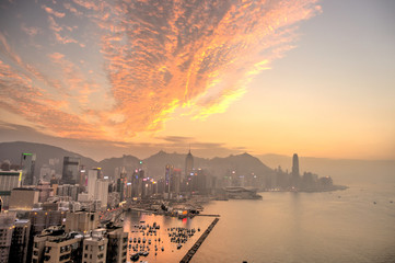 Fototapeta na wymiar Hong Kong at sunset, China