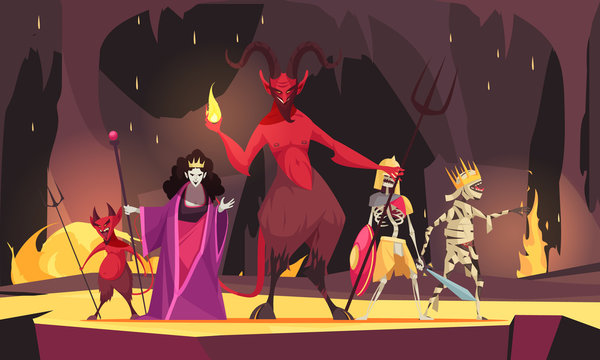 Evil Characters Cartoon Composition 