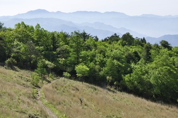 Fototapeta na wymiar 扇平の高原と大菩薩連嶺