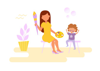 Face painting Vector. Cartoon. Isolated art on white background.