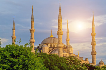 Minarets of the mosque. Ottoman architecture Istanbul, Turkey.