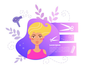 Hair salon Vector. Cartoon. Isolated art on white background.