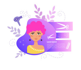 Hair salon Vector. Cartoon. Isolated art on white background.