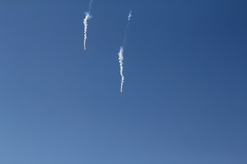 Flares in the sky, military action, the conflict between Ukraine and Donbass