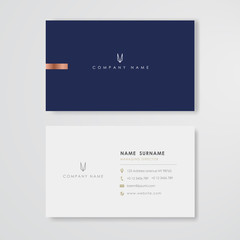 Blue business card flat design template vector