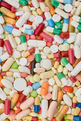 Bunte Medikamente als Hintergrund Textur