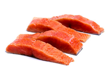 Salmon fish meat isolated on white