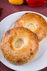Uzbek traditional baked fresh flatbread