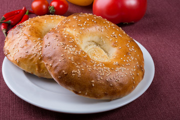 Uzbek traditional baked fresh flatbread