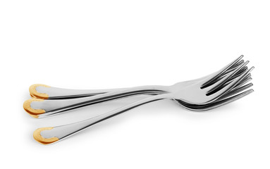 Empty Steel Fork isolated on white background