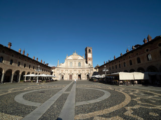 Naklejka premium Vigevano, italy: the historic Piazza Ducale