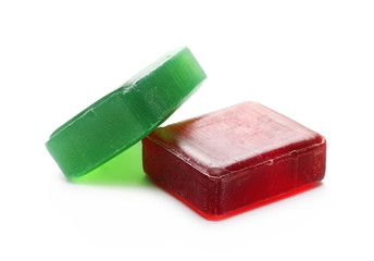 Colorful glycerine soap isolated on white background
