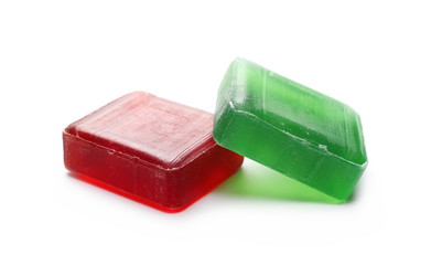 Colorful glycerine soap isolated on white background