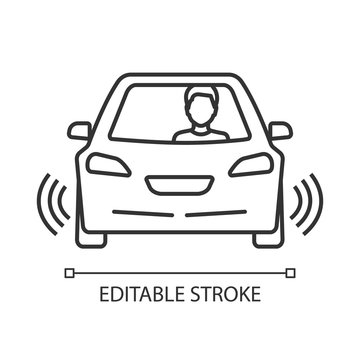 Autonomous car with partial automation linear icon