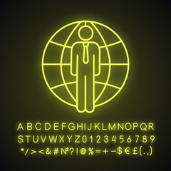 International business neon light icon