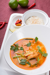 Thai tom yum shrimp soup