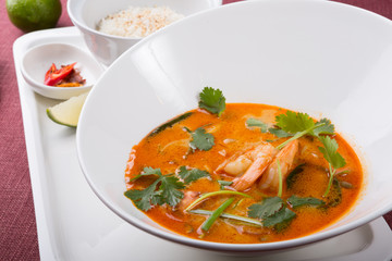 Thai tom yum shrimp soup