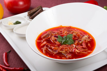 Russian beetroot red spicy soup