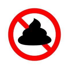 No poop is allowed symbol. Forbidden Vector Sign