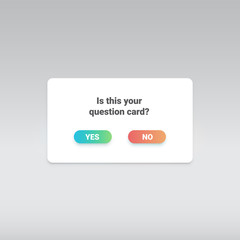 Question card with yes-no buttons, vector illustration