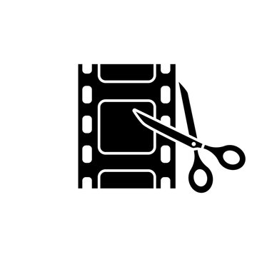 black film strip scissors cutting clip art preview