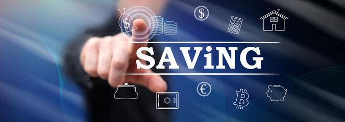 Man touching a saving concept