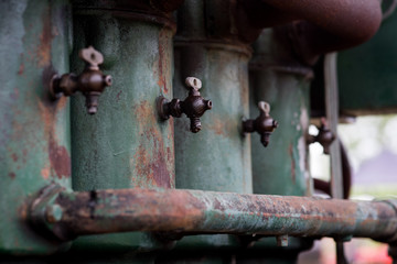 Detailed view on engine on old tractor