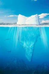 Gordijnen Eisberg über und unter Wasser © i-picture
