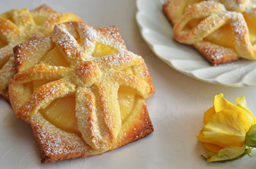 Cookies with pineapple on a white background