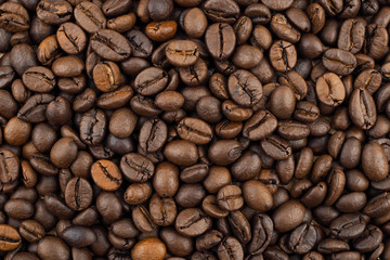 Roasted coffee of coffee beans texture background